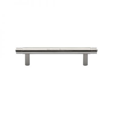 Click Here To Enlarge This Photo Of V4446 96-SN Heritage Brass Cabinet Pull Contour Design 96mm ctc Satin Nickel Finish