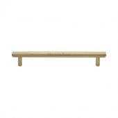 V4458 128-SB Heritage Brass Cabinet Pull Complete Knurl Design 128mm ctc Satin Brass Finish