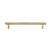 V4458 160-PB Heritage Brass Cabinet Pull Complete Knurl Design 160mm ctc Polished Brass Finish