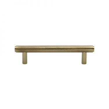 Click Here To Enlarge This Photo Of V4458 96-PB Heritage Brass Cabinet Pull Complete Knurl Design 96mm ctc Polished Brass Finish