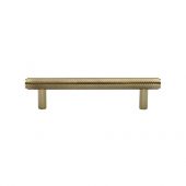 V4458 96-PB Heritage Brass Cabinet Pull Complete Knurl Design 96mm ctc Polished Brass Finish