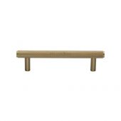 V4458 96-SB Heritage Brass Cabinet Pull Complete Knurl Design 96mm ctc Satin Brass Finish