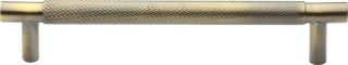 V4461 128-AT Heritage Brass Cabinet Pull Partial Knurl Design 128mm ctc Antique Brass Finish