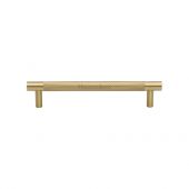 V4461 128-SB Heritage Brass Cabinet Pull Partial Knurl Design 128mm ctc Satin Brass Finish