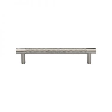 Click Here To Enlarge This Photo Of V4461 128-SN Heritage Brass Cabinet Pull Partial Knurl Design 128mm ctc Satin Nickel Finish
