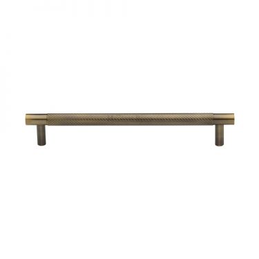 Click Here To Enlarge This Photo Of V4461 160-AT Heritage Brass Cabinet Pull Partial Knurl Design 160mm ctc Antique Brass Finish