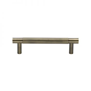 Click Here To Enlarge This Photo Of V4461 96-AT Heritage Brass Cabinet Pull Partial Knurl Design 96mm ctc Antique Brass Finish