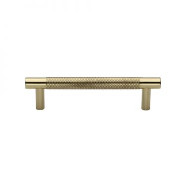 Click Here To Enlarge This Photo Of V4461 96-PB Heritage Brass Cabinet Pull Partial Knurl Design 96mm ctc Polished Brass Finish