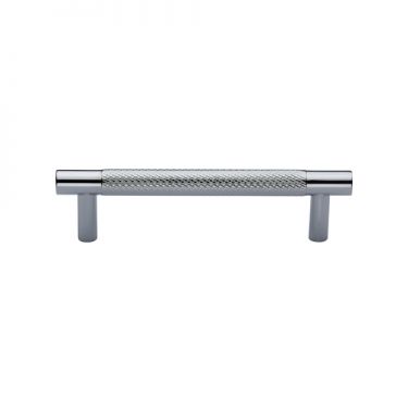 Click Here To Enlarge This Photo Of V4461 96-PC Heritage Brass Cabinet Pull Partial Knurl Design 96mm ctc Polished Chrome Finish
