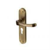 V6066.48-AT Heritage Brass Door Handle For Euro Profile Plate Gloucester Design Antique Brass Finish