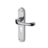 V6066.48-PC Heritage Brass Door Handle For Euro Profile Plate Gloucester Design Polished Chrome Finish