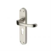 V6066.48-SN Heritage Brass Door Handle For Euro Profile Plate Gloucester Design Satin Nickel Finish
