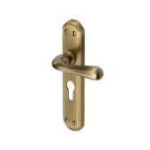 V7066.48-AT Heritage Brass Door Handle For Euro Profile Plate Charlbury Design Antique Brass Finish
