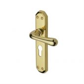 V7066.48-PB Heritage Brass Door Handle For Euro Profile Plate Charlbury Design Polished Brass Finish