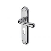 V7066.48-PC Heritage Brass Door Handle For Euro Profile Plate Charlbury Design Polished Chrome Finish