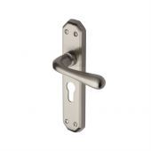V7066.48-SN Heritage Brass Door Handle For Euro Profile Plate Charlbury Design Satin Nickel Finish