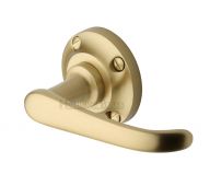 V720-SB Heritage Brass Door Handle Lever on Rose Windsor Design Satin Brass Finish