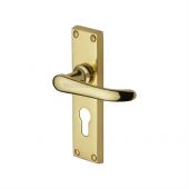 V727.48-PB Heritage Brass Door Handle For Euro Profile Plate Windsor Design Polished Brass Finish