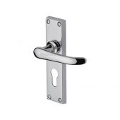 V727.48-PC Heritage Brass Door Handle For Euro Profile Plate Windsor Design Polished Chrome Finish