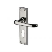 V727.48-PNF Heritage Brass Door Handle For Euro Profile Plate Windsor Design Polished Nickel Finish