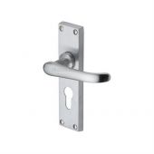 V727.48-SC Heritage Brass Door Handle For Euro Profile Plate Windsor Design Satin Chrome Finish