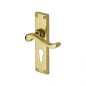 V807.48-PB Heritage Brass Door Handle For Euro Profile Plate Bedford Design Polished Brass Finish