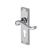 V807.48-PC Heritage Brass Door Handle For Euro Profile Plate Bedford Design Polished Chrome Finish