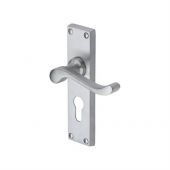 V807.48-SC Heritage Brass Door Handle For Euro Profile Plate Bedford Design Satin Chrome Finish