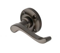 V820-MB Heritage Brass Door Handle Lever Latch on 57mm Round Rose Bedford Design Matt Bronze Finish