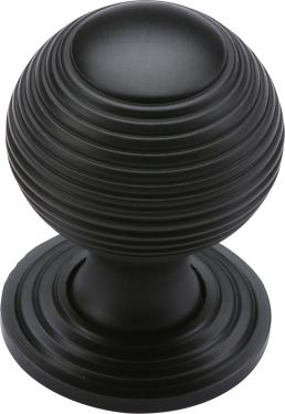 Click Here To Enlarge This Photo Of V973 32-BKMT Heritage Brass Cabinet Knob Reeded Design 32mm Matt Black Finish