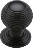 V973 32-BKMT Heritage Brass Cabinet Knob Reeded Design 32mm Matt Black Finish