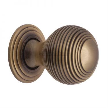Click Here To Enlarge This Photo Of V973 38-AT Heritage Brass Cabinet Knob Reeded Design 38mm Antique Brass Finish