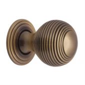 V973 38-AT Heritage Brass Cabinet Knob Reeded Design 38mm Antique Brass Finish