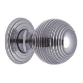 V973 38-PC Heritage Brass Cabinet Knob Reeded Design 38mm Polished Chrome Finish