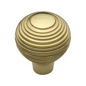 V974 32-PB Heritage Brass Cabinet Knob Reeded Design 32mm Polished Brass Finish