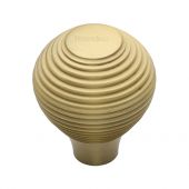 V974 32-SB Heritage Brass Cabinet Knob Reeded Design 32mm Satin Brass Finish