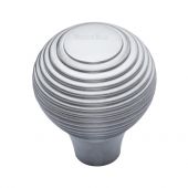 V974 32-SC Heritage Brass Cabinet Knob Reeded Design 32mm Satin Chrome Finish