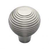 V974 32-SN Heritage Brass Cabinet Knob Reeded Design 32mm Satin Nickel Finish