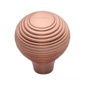 V974 32-SRG Heritage Brass Cabinet Knob Reeded Design 32mm Satin Rose Gold Finish