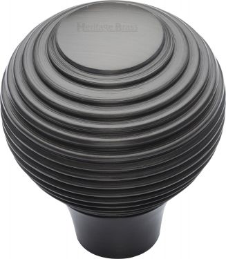 Click Here To Enlarge This Photo Of V974 38-MB Heritage Brass Cabinet Knob Reeded Design 38mm Matt Bronze Finish