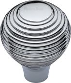 V974 38-PC Heritage Brass Cabinet Knob Reeded Design 38mm Polished Chrome Finish