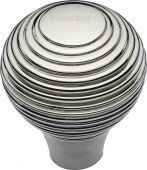 V974 38-PNF Heritage Brass Cabinet Knob Reeded Design 38mm Polished Nickel Finish
