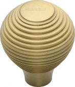 V974 38-SB Heritage Brass Cabinet Knob Reeded Design 38mm Satin Brass Finish