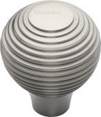 V974 38-SN Heritage Brass Cabinet Knob Reeded Design 38mm Satin Nickel Finish