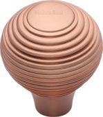 V974 38-SRG Heritage Brass Cabinet Knob Reeded Design 38mm Satin Rose Gold Finish