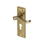 W3227.48-AT Heritage Brass Door Handle For Euro Profile Plate Edwardian Design Antique Brass Finish