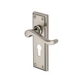 W3227.48-MC Heritage Brass Door Handle For Euro Profile Plate Edwardian Design Mercury Finish