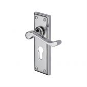 W3227.48-PC Heritage Brass Door Handle For Euro Profile Plate Edwardian Design Polished Chrome Finish