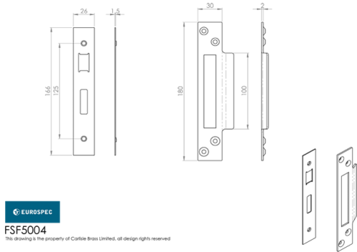 Click Here To Enlarge This Photo Of FSF5004MB Carlisle Brass Eurospec Easi-T Matt Black Forend Strike & Fixing Pack to Suit Architectural Sashlocks &lpar;BAS&sol;ESS&sol;LSS&rpar;
