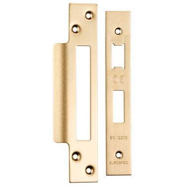 Click Here To Enlarge This Photo Of FSF5004SB Carlisle Brass Eurospec Easi-T Satin Brass Forend Strike & Fixing Pack to Suit Architectural Sashlocks &lpar;BAS&sol;ESS&sol;LSS&rpar;